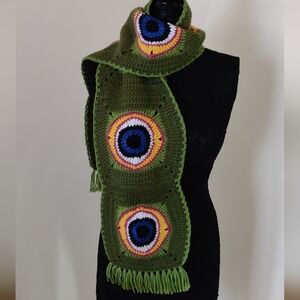 Handmade Crochet Evil Eye Pattern Women's Scarf